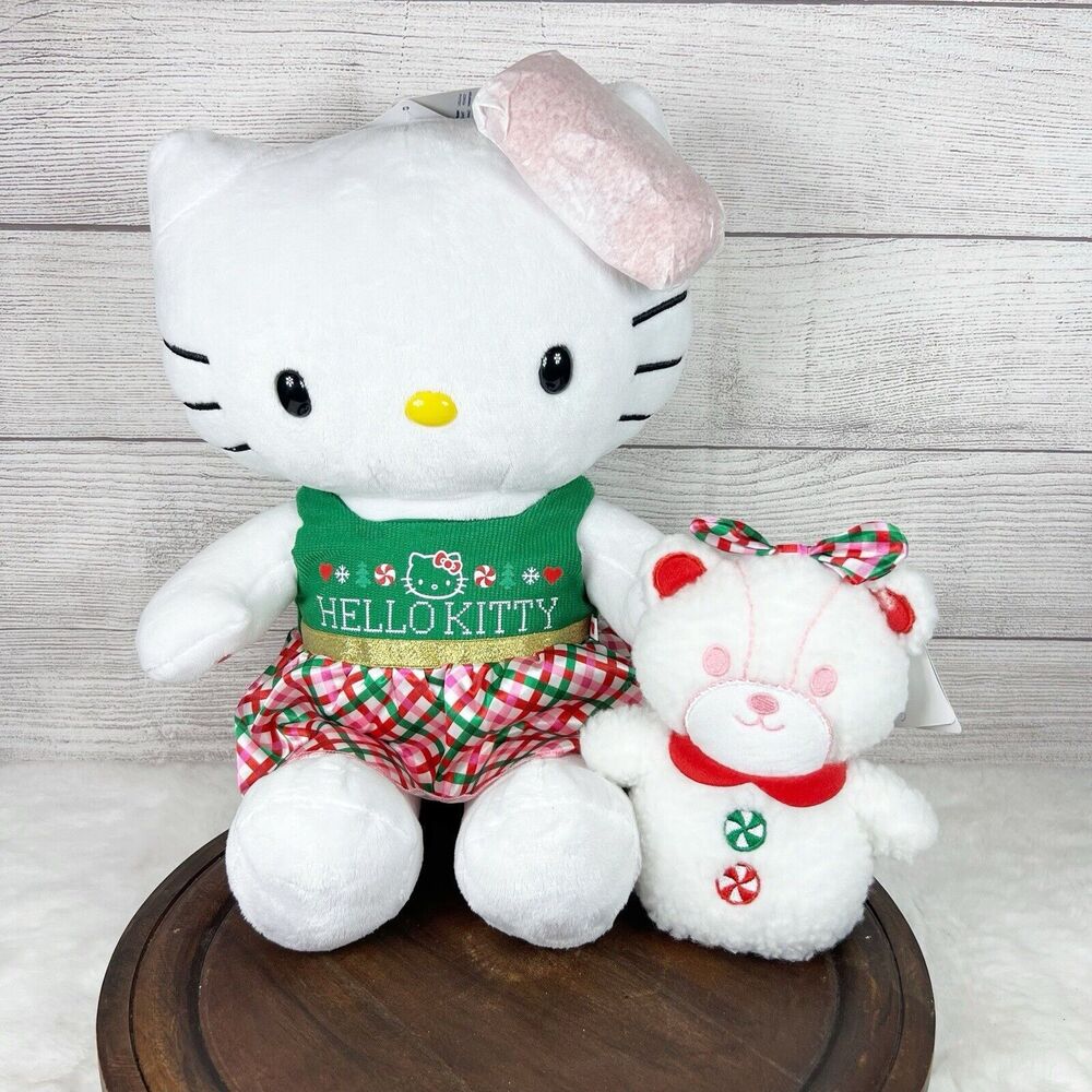 Sanrio Red Bow Hello Kitty and Snowy Tiny Chum Plush Christmas Gift Set